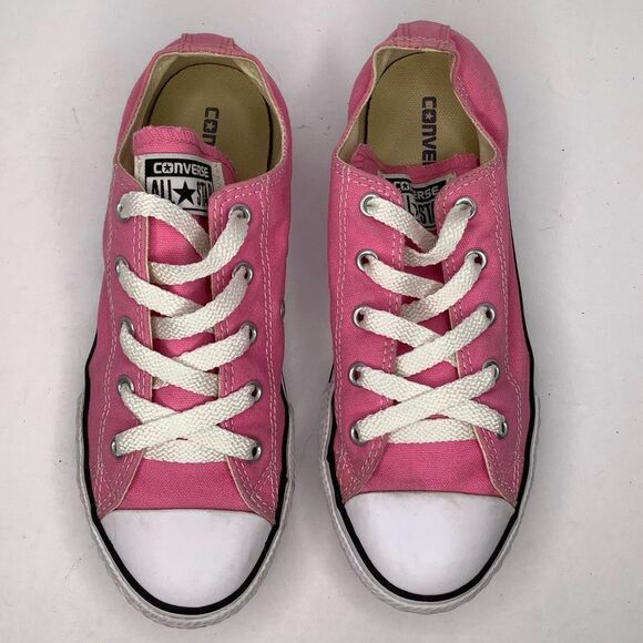 Converse Chuck Taylor All Star Low Top Lace Tie Big Girls Pink Sneakers Sz 3 - Picture 5 of 10